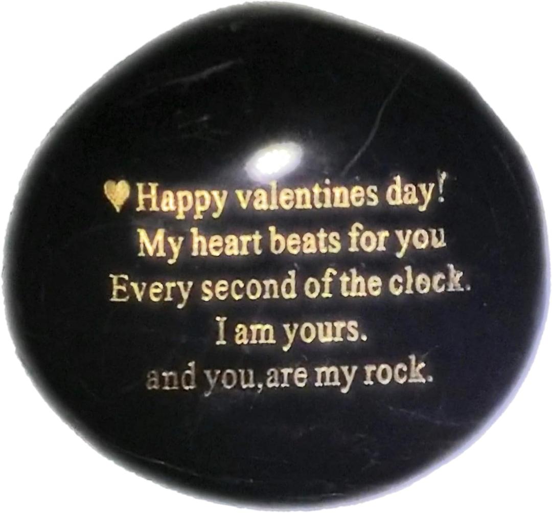 Probably the Best Valentines Day Gifts for him or her you can buy "Happy Valentines Day! My heart Beats for you Every second of the clock. I am yours. And you, are my rock" Engraved Rock Unique gift