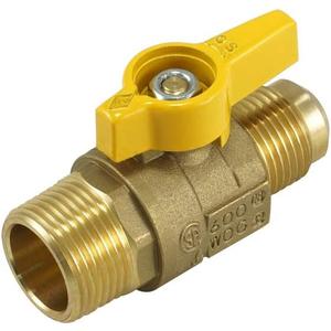 2451DE Series Forged Brass Ball Valve, Standard Port, Rated to 600WOG, Male x Flare (1/2" MIP x 3/8" FL)