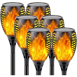 Upgraded Solar Lights Outdoor, 6 Pack Flickering Flame Solar Torch Lights with Super Larger Size for Outdoor Decor, Solar Garden Lights Waterproof Solar Flame Outdoor Lights for Patio Yard Pathway