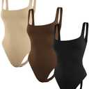 ILUVIT Women's Bodysuits Sexy Sleeveless Square Neck Sleeveless Tank Tops Bodysuits S