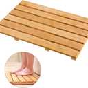 Bath Mat for Luxury Shower - Non-Slip Bamboo Sturdy Water Proof Bathroom Carpet for Indoor or Outdoor Use (21.3 x 14.2 x 1.2 inches, Natural)