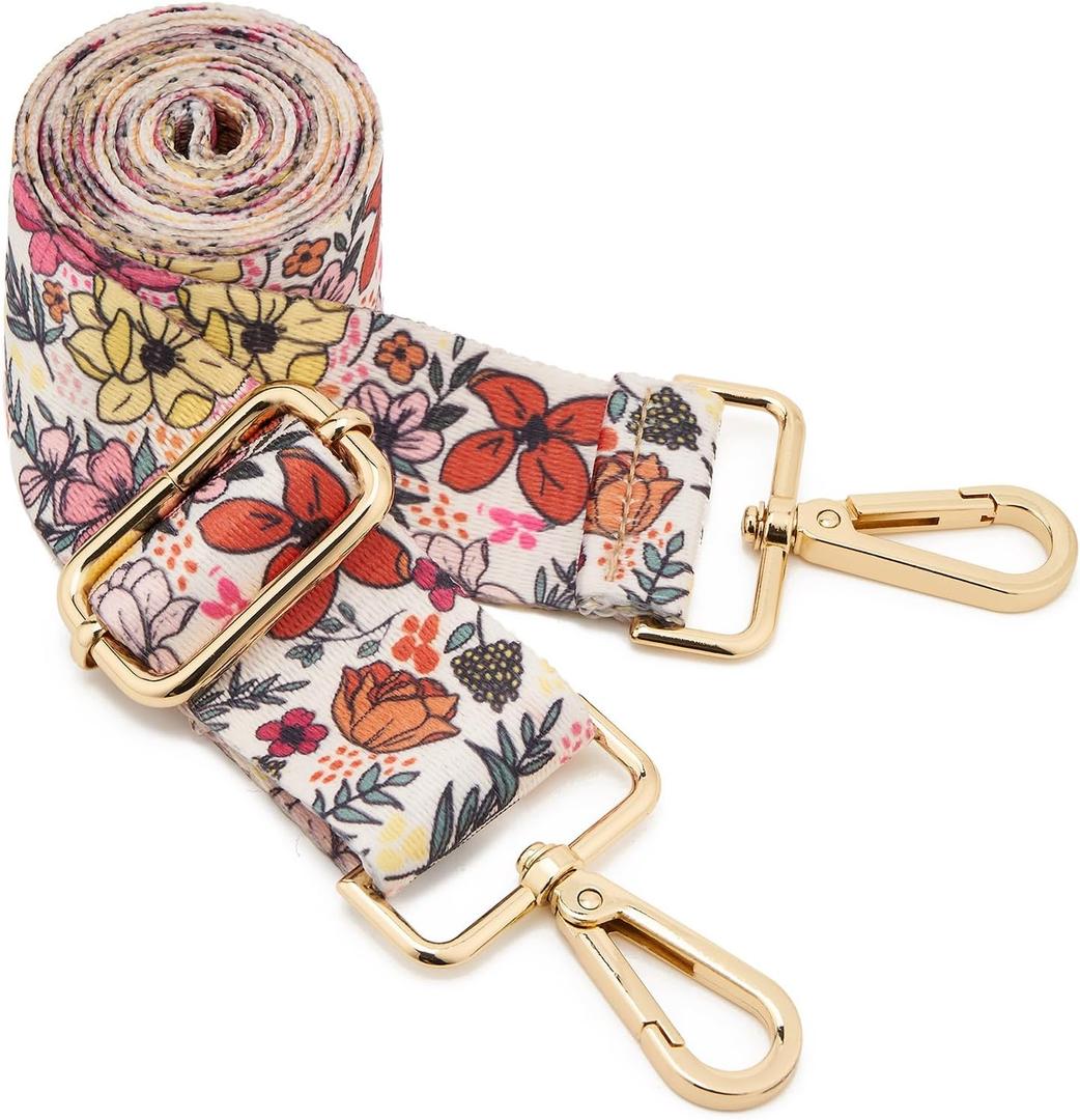 ZOOEASS Wide Shoulder Strap Adjustable Replacement Belt Guitar Style Crossbody Bag Handbag Strap Multicolor Canvas Straps(Wide:1.5in)(Color43)