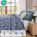 BLOOMHAVEN Quilt Set Queen Size, Oxford Blue Floral Quilt Sets, Reversible Bedspread Lightweight and Breathable for All Seasons, Soft Quilted Bedspread with 2 Pillow Shams