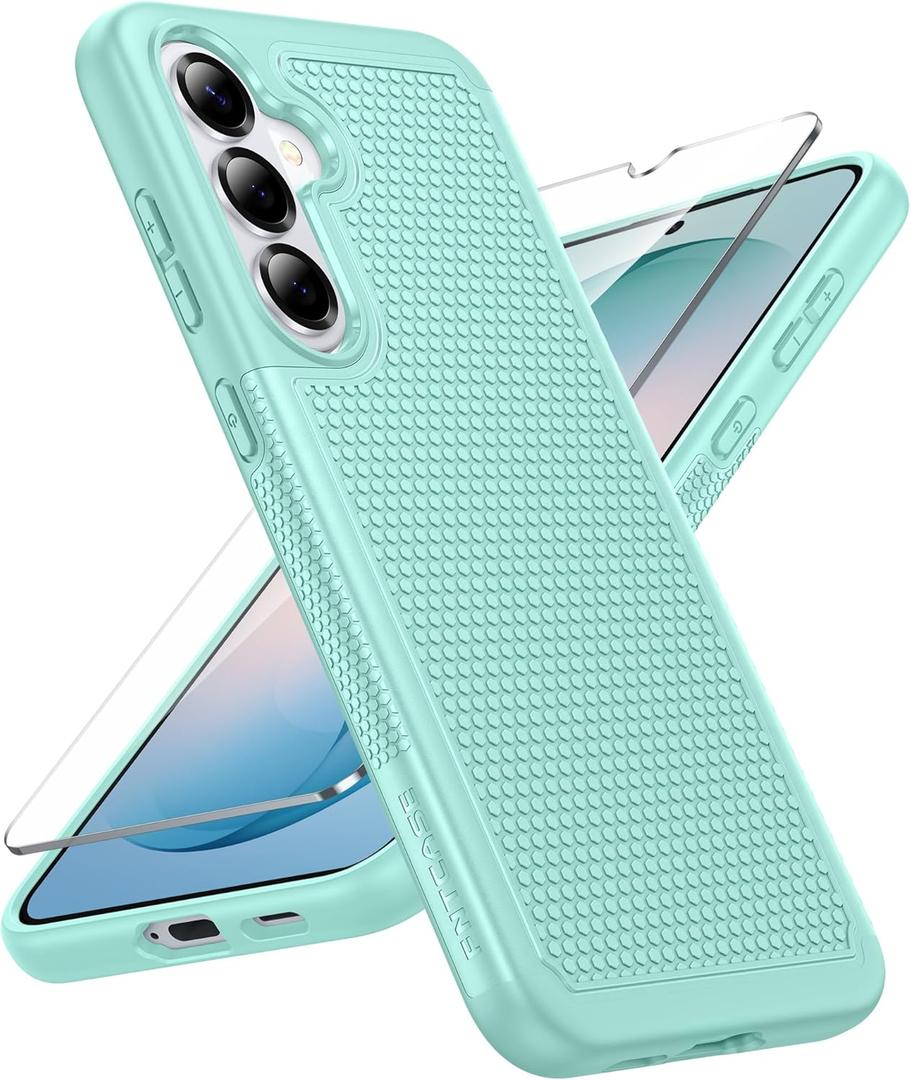 FNTCASE for Samsung Galaxy S26 Plus Case: Military Grade Drop Protection, 14ft Drop Tested, Screen Protector Included, Anti-Slip Anti-Fingerprint Dual Layer Shockproof Phone Case Cover (Mint Green)
