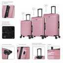InUSA DEEP Luggage Set with Dual Spinner Wheels and Studs | Spacious Travel Suitcases with Ergonomic Handles | (20/24/28) 3 Piece Hardside Luggage Set | Rose Gold
