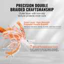 VEVOR Double Braided Polyester Rope, 1/2 in x 120 ft, 48 Strands, 8000 LBS Breaking Strength Outdoor Climbing Rope, Arborist Rigging Rope for Rock Hiking Camping Swing Rappelling Rescue, Orange/Black