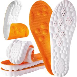 4D Cloud Steppers Insoles for Men and Women - Shock Absorption Inserts, Soft Anti-Fatigue, Relieve Foot Pain, Memory Foam Insoles for Shoes, Boots & Sneakers (Orange, Men: US 4-7/ Women: US 5-8.5)