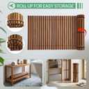 Leinuosen 40" x 20" Teak Shower Mat, Non Slip Outdoor Shower Mat, Roll Up