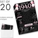 2 x 85th Birthday Party Invitations for Women Men - Back in 1940 Invites Pink 85 Year Old Birthday Invitations Set (20 Invites and Envelopes)
