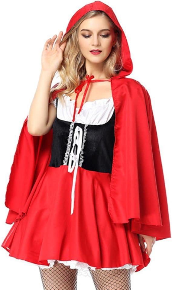 Women's Costume Hooded Red Cape for Cosplay, Stage Show, Halloween and Holiday Events Size L