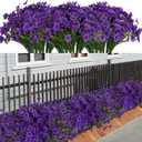 LikSoor 21 Bundles Artificial Outdoor UV Resistant Flowers No Fade Fake Outside Flowers Plastic Greenery Faux Shrubs Garden Porch Window Box Home Decoration(Purple)