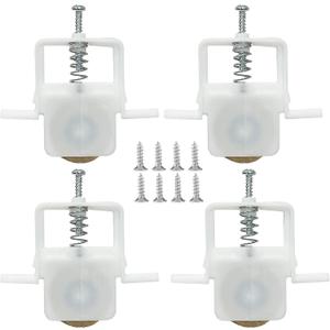 4-Pack Sliding Screen Door Rollers Replacements Hardware with Spring-Loaded Design, White Plastic Housing, Steel Ball Bearing, 1 inch Diameter Replaces B 691 and B 695 Used on Both Top and Bottom