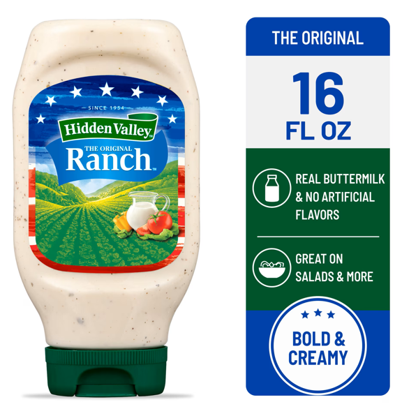 Hidden Valley Original Ranch Salad Dressing and Topping, 16 Ounce Bottle Pack of 36 (EXP 05/22/26)