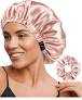 YANIBEST Adjustable Silk Bonnet Double Layer Satin Bonnet Hair Bonnet for Sleeping Bonnets for Women Hats Curly Natural Hair, Pink