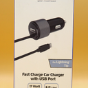 ZGEAR Fast Car Charger For W/ USB Port - 17 Watt 6 Foot Coil Cord