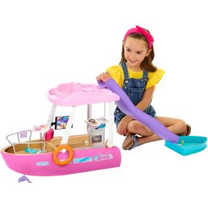 Barbie Boat with Pool and Slide, Dream Boat Playset Includes 20+ Pieces Like Dolphin and Accessories