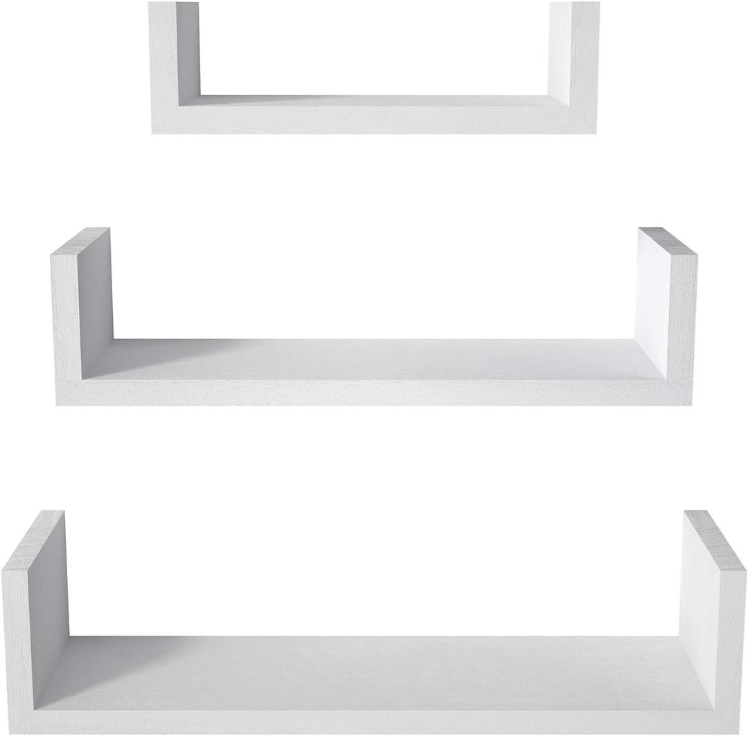 SRIWATANA Floating Shelves Wall Mounted, Solid Wood Wall Shelves, White