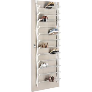 Whitmor Over the Door Shoe Rack, Fold-up Non-slip Bars, 36 Pair, White