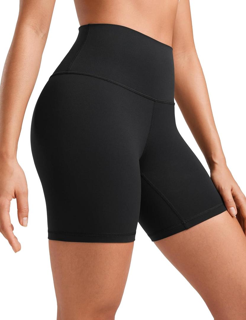 CRZ YOGA ButterLuxe Biker Shorts 6" - High Waisted Workout Running Volleyball Spandex Yoga Womens (Small, Black)