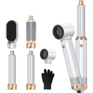 5 in 1 Hair Dryer Brush, Negative Ion Air Styler Wrap Hair Styler Upgrade Blow Dryer Brush Air Curler for Hair, Blowout Brush Set As A Gift for Straight/Curl/Drying/Smoothing (White)