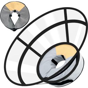 Sponge Core Dog Cat Cone Collar for After Surgery Recovery, Inflatable Dog Cone Alternative, Lainergie Dogs Donut Collar Adjustable with 2PCS Cover for Large Dogs Cats (Grey+Yellow, XXL)