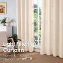 BGment Faux Linen Curtains 95 Inches Long Set of 2 Panels, Living Room Long Curtains Burlap Textured Thick Light Filtering Privacy Grommet Window Treatments, 52 x 95 Inch, Light Beige