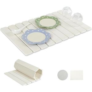 24"(L)16"(W) Foldable Stone Dish Drying Mat Fast Dry and Quickly Absorbed Collapsible Drying Mat, Protection Kitchen Counter , Diatomaceous Earth Food Grade Stone Drying Trays (White, 16*24 inch)