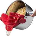 Kitchen Gizmo Snap N Strain Silicone Pot Strainer - Adjustable Clip-On Pasta Strainer for Pots, Pans, and Bowls - Large Red Kitchen Colander