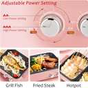 Topwit Hot Pot Electric with Grill, 2 in 1 Indoor Non-stick for Steaks, Shabu Shabu, Noodles, Simmer and Fry, Korean BBQ Grill, Independent Dual Temperature Control, Pink