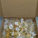 Patelai 100 Pcs White Flower Napkin Rings Bulk, Holiday Gold Cloth Napkin Rings Floral Serviette Buckles Party Table Decor for Baby Shower Fall Thanksgiving Wedding Banquet Dinner Daily Use