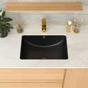 Undermount Bathroom Sink 20 x 14 inch Black Vessel Sink Rectangular | Modern Ceramic Rectangle Vanity Art Basin with Overflow