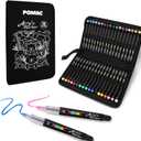 POMAC 36 Colors Acrylic Paint Markers, Water-Based Acrylic Pens Brush Tip, Art Drawing Liquid Paint Pens for Fabric, Canvas, Rock, Glass, Wood, Paper, DIY Crafts and Art Supplies