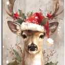 NTEUMM Christmas Wall Art, Printable Reindeer Still Life Painting, Rustic Christmas Decorative Art, Xmas Picture Print, Vintage Holiday Art Print Poster Canvas Roll 16x24 inch