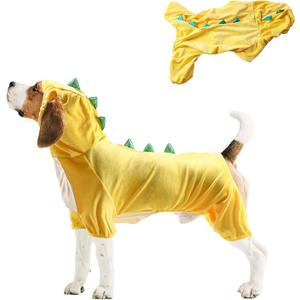 NACOCO Halloween Dog Dinosaur Costume - Pet Clothes Design Hoodie Yellow for Medium & Large Dog (Yellow, 4XL)
