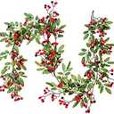 Artiflr Red Berry Christmas Garland with Pine Cone Garland Artificail Berry Garland Indoor Outdoor Garden Gate Home Decoration for Winter Holiday New Year Decor