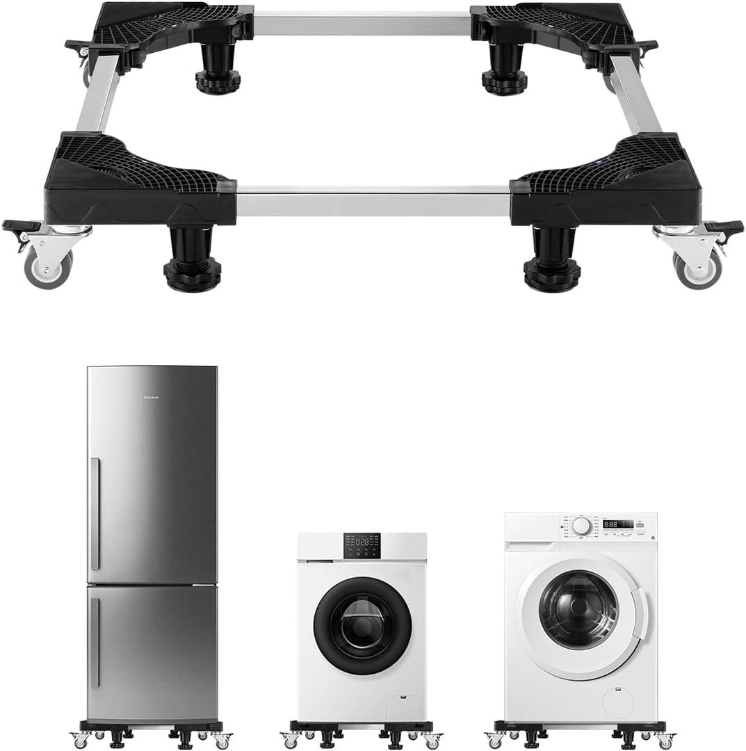 VEVOR Mini Fridge Stand, 27.5" to 35.4" Universal Mobile Base with 4 Strong Feet, 4 Locking Swivel Wheels, Adjustable Furniture Mover Mobile Base for Washing Machine, Refrigerator, Washer and Dryer