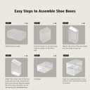 SEE SPRING 12 Pack Shoe Storage Box, Clear Plastic Stackable Shoe Organizer for Closet, Space Saving Foldable Shoe Rack Sneaker Container Bin Holder