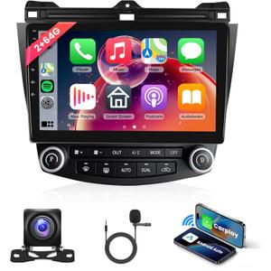 2+64G Android Car Radio Stereo for Honda Accord 2003 2004 2005 2006 2007 Wireless Carplay Android Auto, 10.1'' Touchscreen Head Unit with Bluetooth GPS WiFi Mirror Link FM/RDS Hi-Fi Backup Camera SWC