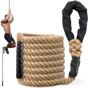 Climbing Rope Gym Workout -15FT Heavy Duty Jute Thick Ropes for Adults Strength Training Outdoor Tree Swing Indoor Home Fitness Exercise - 1.5 Inch