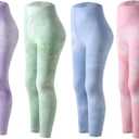 4 Pack Girls Printed Leggings Soft Yoga Pants Kids Tie-Dye Leggings (6-7 Years, Multicolor 9)