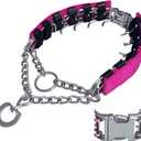 Prong Training Collar for Dogs, Adjustable Dog Pinch Collar with Quick Release Buckle, No Pull Collar for Dogs, Extra Link and Caps (XL(23-26" Neck, 4.0mm), Pink)