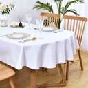 Wolkemer Oval Tablecloth 60 x 102 Inch Washable Fabric Table Cloth Solid White Table Cover for Dining Wedding Party Banquet Tabletop Decoration
