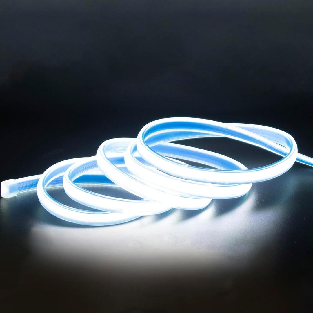 2 Meter Bright LED Strip Lights AC 110V with US Plug 6.56 Foot IP67 Waterproof COB LED Rope Lights for Kitchen Under Cabinet Lighting 6000K Cold White (Cold White, 6.56ft)