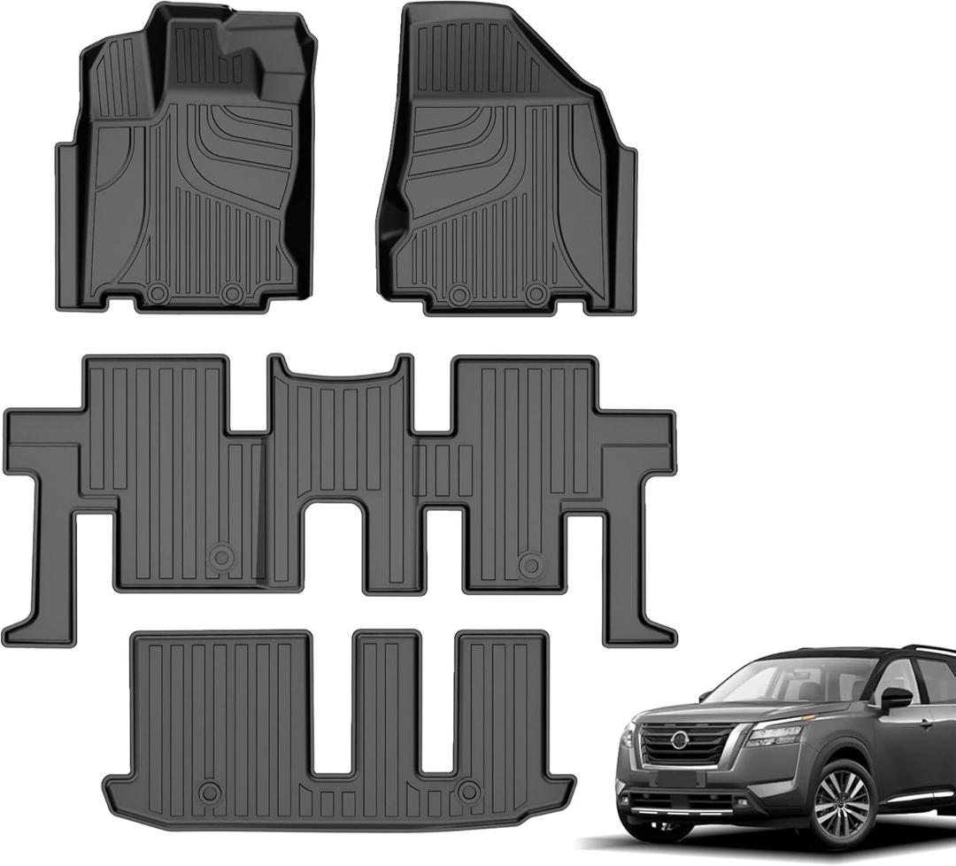 Floor Mats Custom for 2013-2020 Nissan Pathfinder/2014-2021 Infiniti QX60/2013 Infiniti JX35 All Weather TPE Heavy Duty Car Floor Mat Pathfinder Accessories Full Floor Liners Set (6) Pathfinder 2013-2020 Floor Mats)