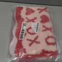 Dunzy Valentines Bathroom Rug Valentines Bathroom Decor Heart Red Bath Mat XOXO Scalloped Heart Tufted Non Slip Washable Door Mat for Home Kitchen Shower, 23.6 x 14.9 Inch