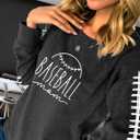 Womens Long Sleeve Shirt Pullover Tops, Loose Casual Crewneck T-Shirt Lightweight Sweatshirt (Small, Baseball)