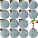 15 Pcs Velvet Christmas Balls, 3.15" Large Velvet Christmas Ornaments Balls, Plastic Shatterproof Flocked Ornaments for Xmas Tree Holiday Party Decorations (A - Dusty Blue)