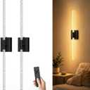 iThird Crystal Bubble Wall Sconces Set of 2: 10000mAh Rechargeable Wireless Lights with Remote & 360° Rotate, 4 Color Temps Dimmable, 31.5" Wall Lamp for Bedroom Living Room Mirror, Black