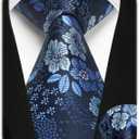 Enlision Boys Tie Kids Necktie with Pocket Square Set Ties for Boy Formal Neck Strap Youth Tie for Kids Party School (Blue)
