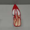 Coutgo Womens Low Chunky Heels Slingback Pumps Closed Pointed Toe V-Strap Slip On Wedding Party Dress Shoes (10, Red)